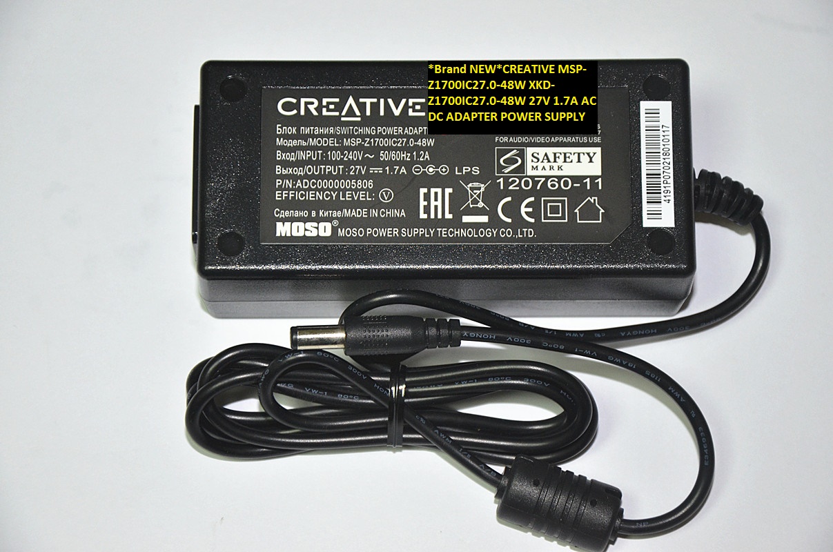*Brand NEW*MSP-Z1700IC27.0-48W CREATIVE XKD-Z1700IC27.0-48W 27V 1.7A AC DC ADAPTER POWER SUPPLY